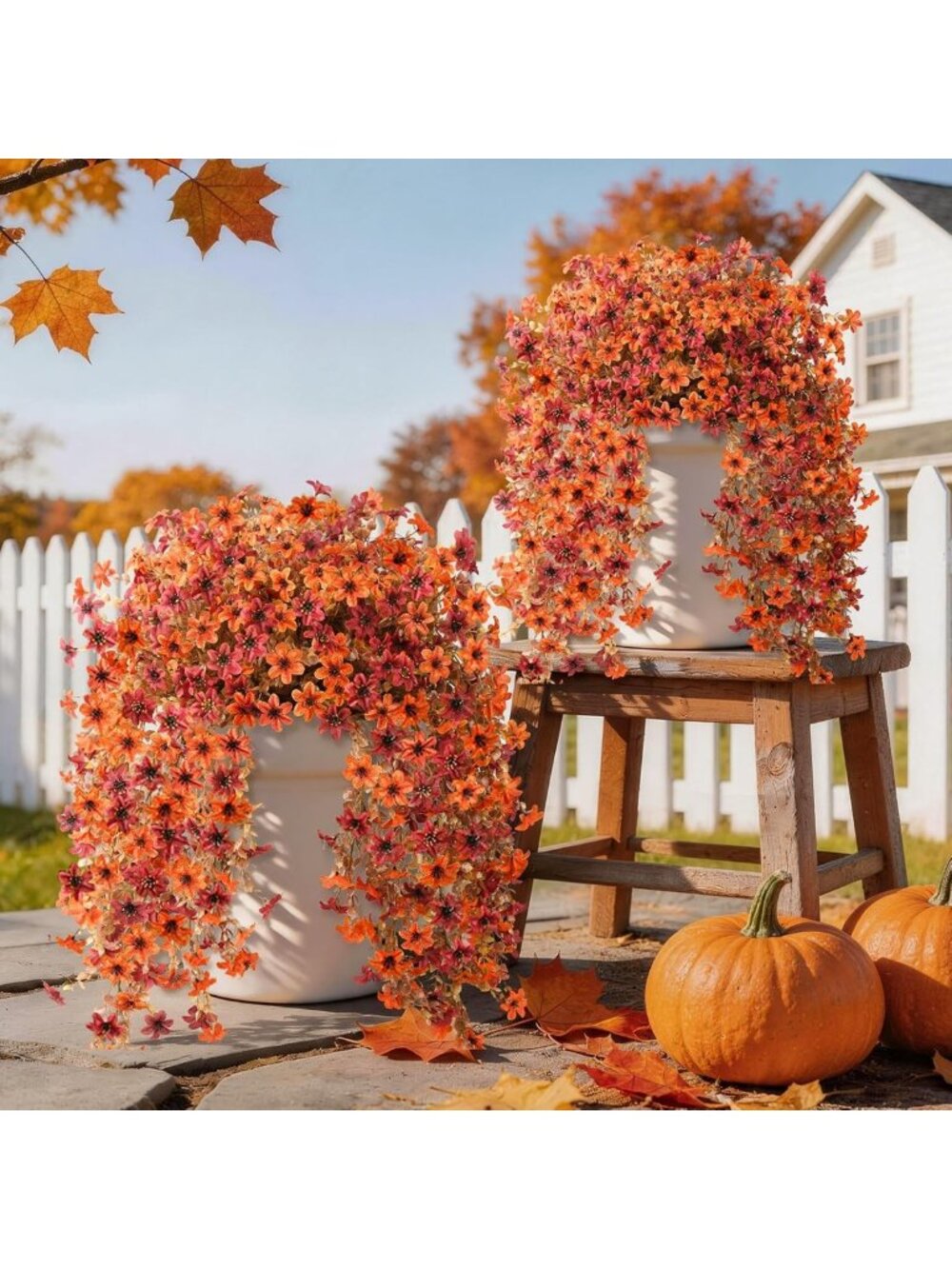 Vibrant Artificial Hanging Flowers for Outdoor Fall Decor - Perfect for Home